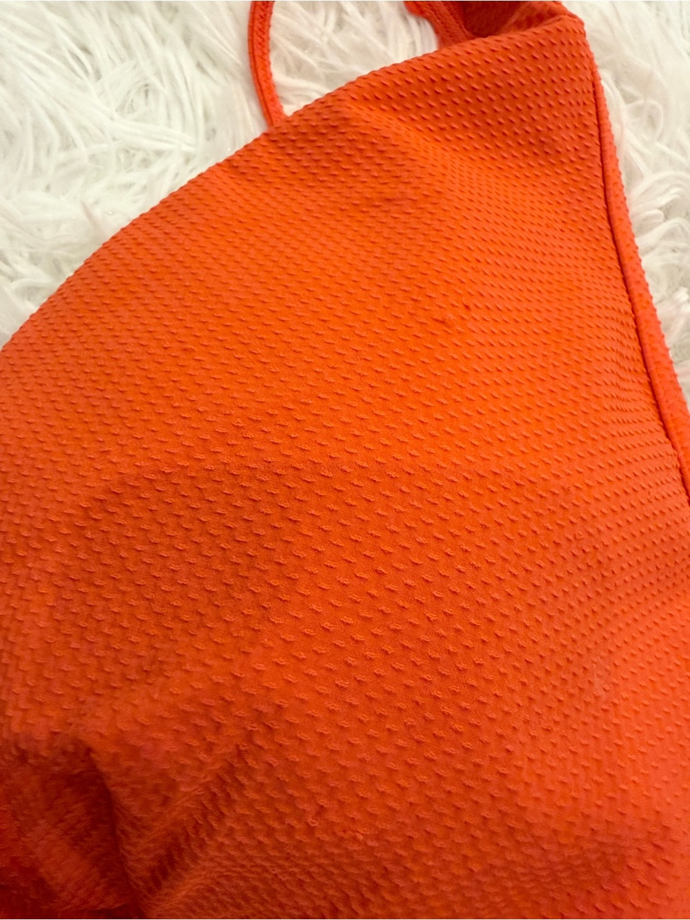 J. Crew Bikini Top Triangle Ric Rac Trim Cutout Orange XL - Picture 6 of 6
